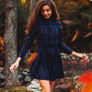 Kiel James Patrick Navy Plaid Dress